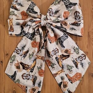 Western Cowboy Boot Print Bow